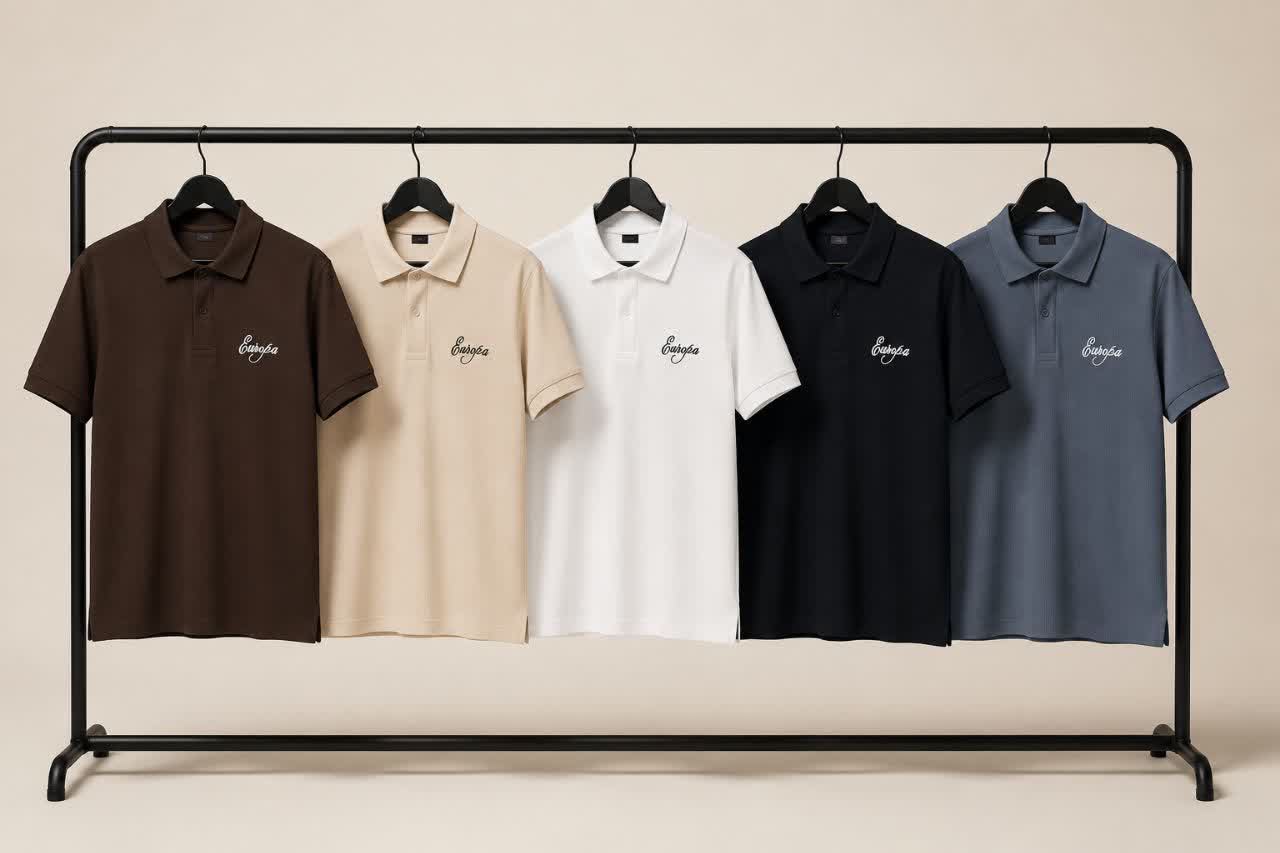 تیشرت آستین کوتاه یقه دار ۲ دکمه پارچه کاترین