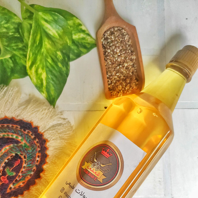 روغن ارده کنجد ایرانی تازه یک لیتری داهمان با نشان کیفیت (درب آرام ریز)