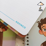 دفتر زبان 50 برگ فنری NOVINCO دو خط و چهار خط جلد لیزری (گلاسه دو رو) لبه گرد طرح های فانتزی جذاب