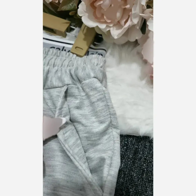 شلوار جاگر زنانه ملانژ درجه یک دمپا گتدار رنگ طوسی و مشکی فری سایز