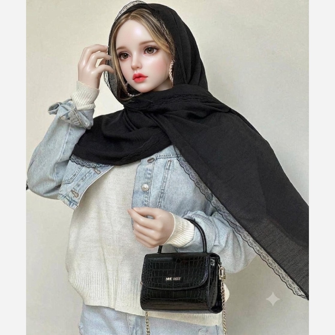 شال مشکی وال اسلپ مشکی و سرمه ای و نسکافه ای