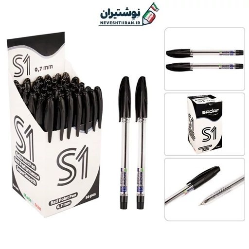 خودکار مشکی بدنه کریستال نوک 0.7 میلیمتر صدف 1218