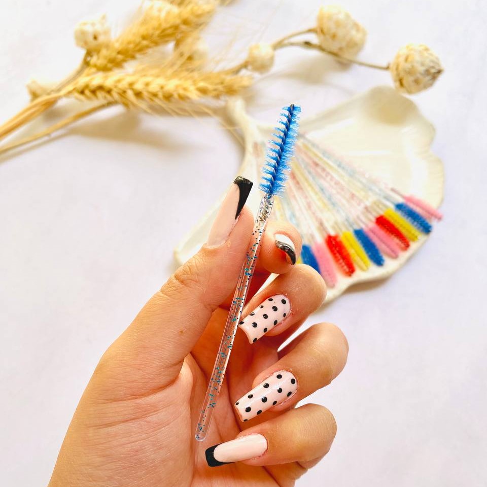 برس ابرو و مژه شیشه ای رنگی اکلیلی لیفت مژه و ابرو