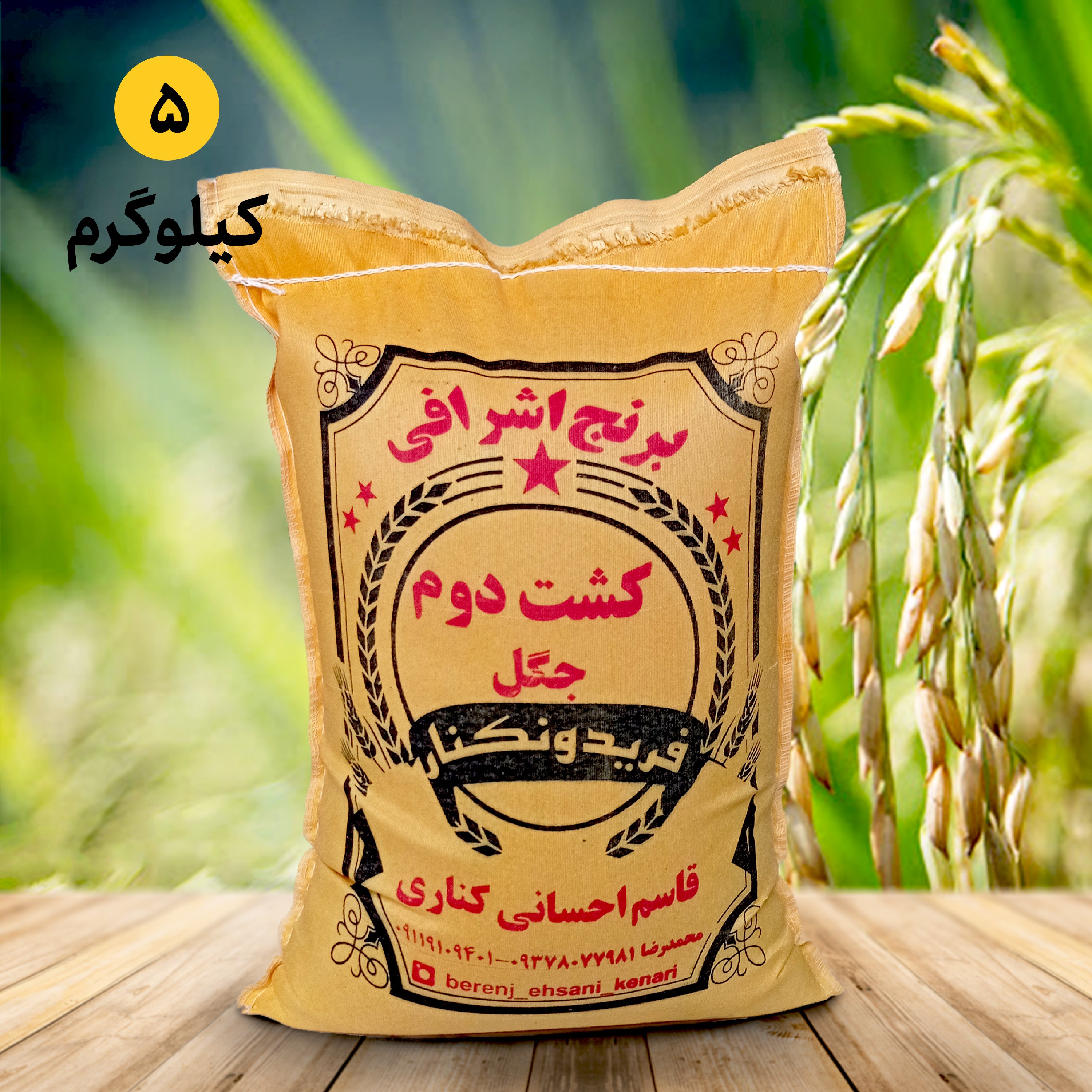 برنج کشت دوم اعلا فریدونکنار درجه 1(5 کیلویی) ارسال رایگان محصول 1404