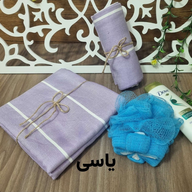 حوله یزدی نخی استخری سایز بزرگ 100 در 180 دور دوز و دارای رنگبندی صد در صد نخی برند رامش