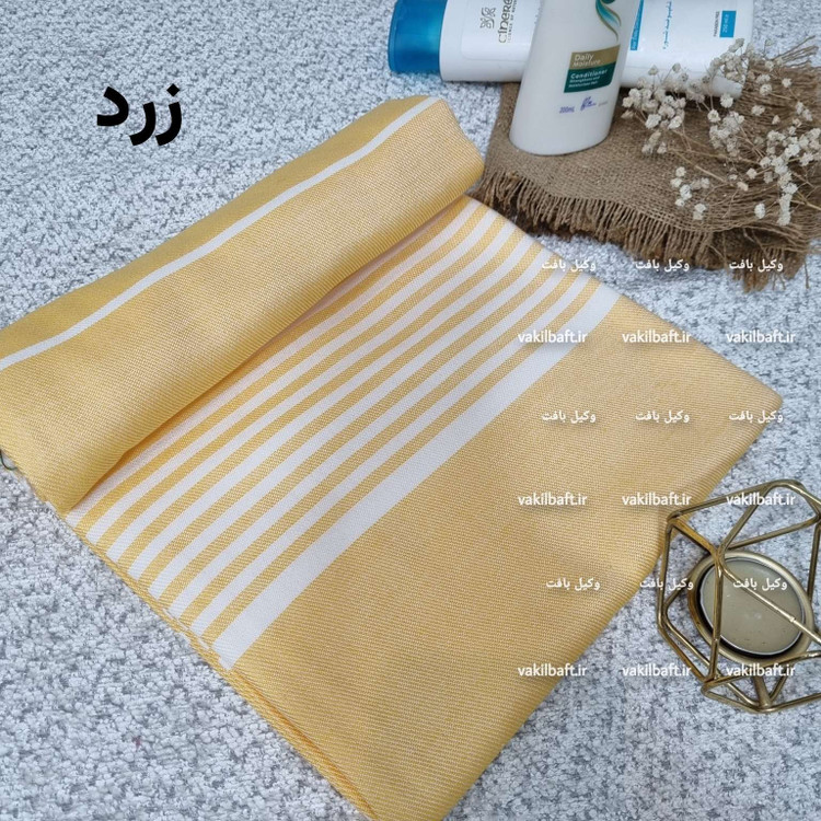 حوله یزدی نخی استخری سایز بزرگ 100 در 180 دور دوز و دارای رنگبندی صد در صد نخی برند رامش