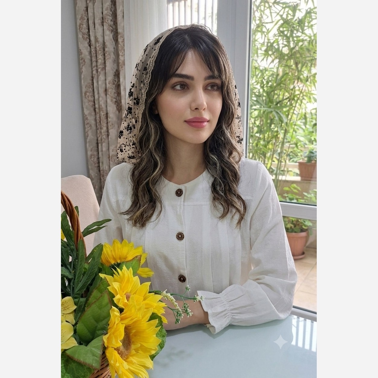 مینی اسکارف مجلسی سه گوش گل شکوفه ای کد303 فروش قسطی