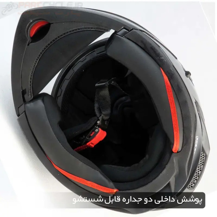 کلاه کاسکت فک متحرک دارای عینک رادین مدل لاوس مشکی مات