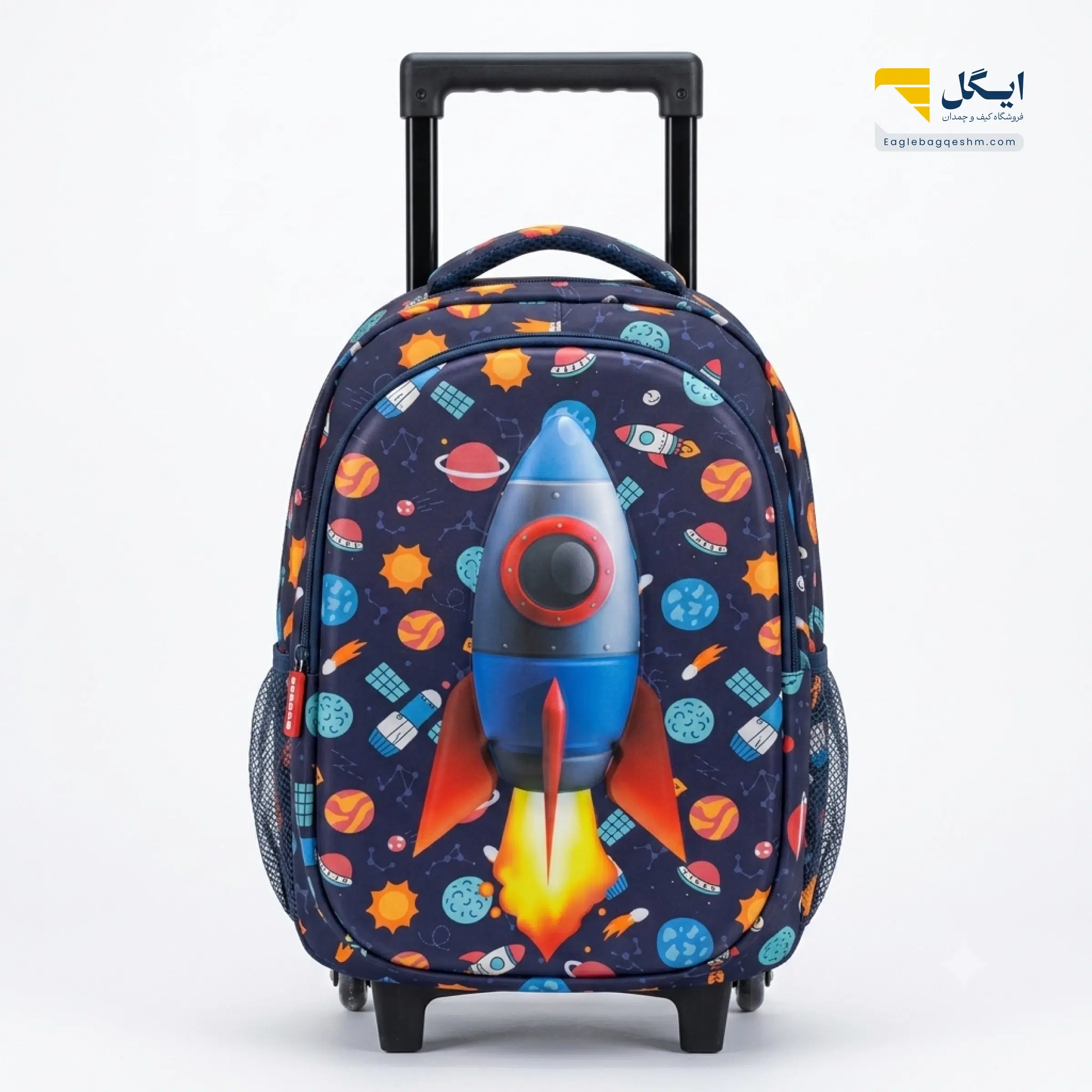 کوله چرخدار مدرسه مدل 1450 با چرخ ژلهای و زیپ مخفی
