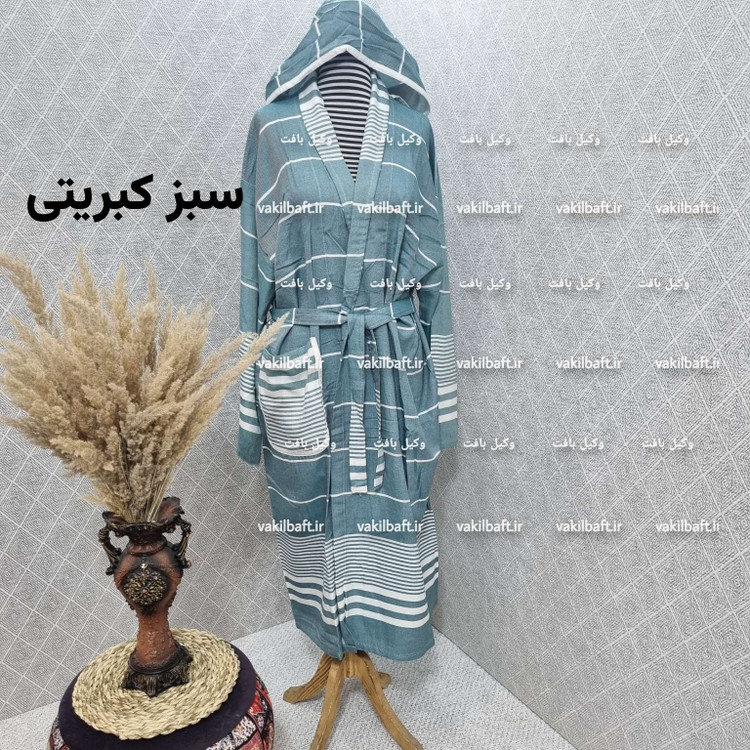 حوله یزدی تن پوش صددرصد نخی سایز ایکس لارج XL برند رامش دارای رنگبندی قد 130 - دور کمر 130 - یقه تامچ 75