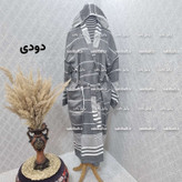 حوله یزدی تن پوش صددرصد نخی سایز ایکس لارج XL برند رامش دارای رنگبندی قد 130 - دور کمر 130 - یقه تامچ 75