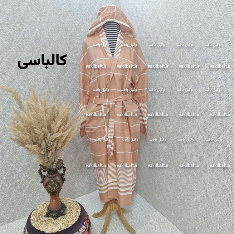 حوله یزدی تن پوش صددرصد نخی سایز ایکس لارج XL برند رامش دارای رنگبندی قد 130 - دور کمر 130 - یقه تامچ 75