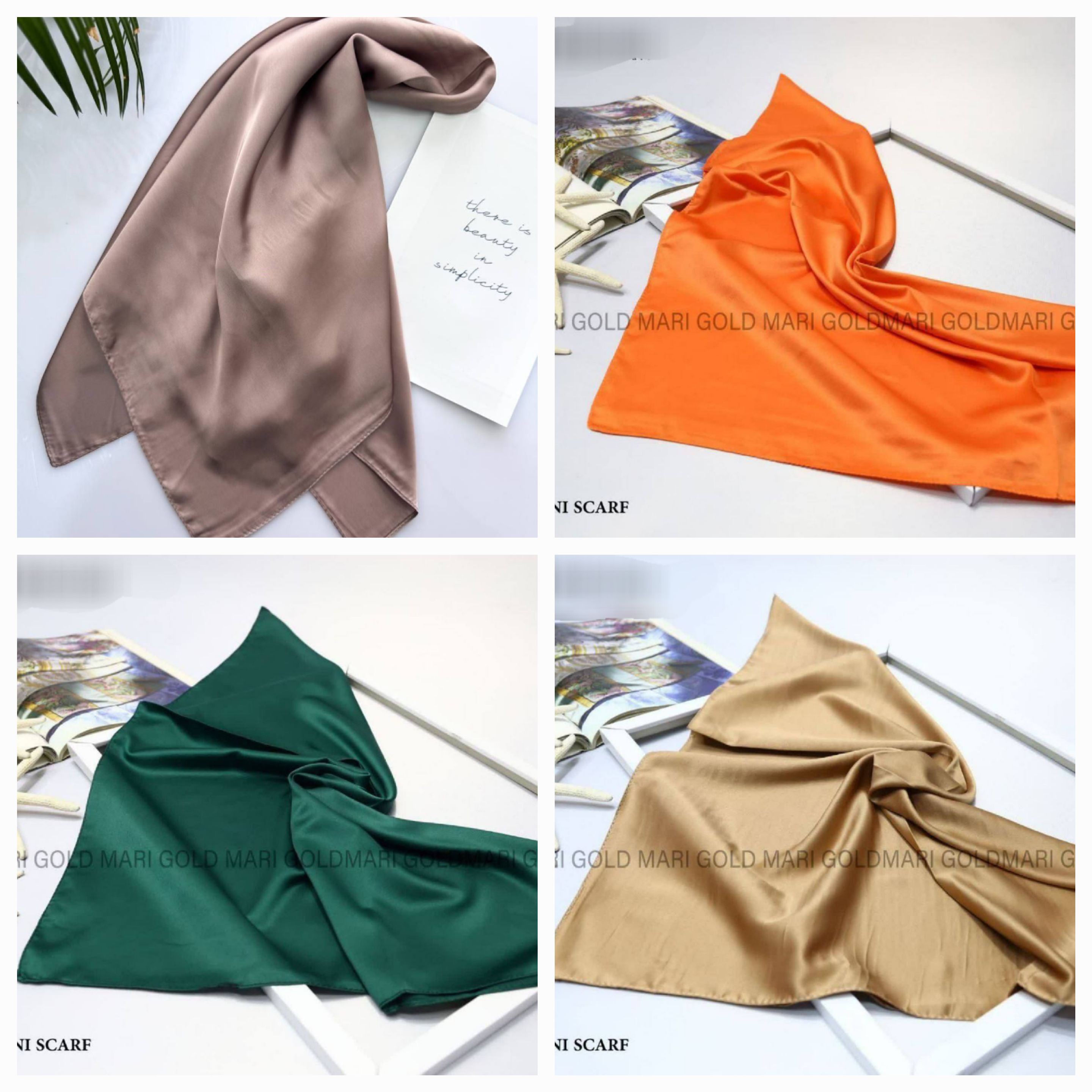 مینی اسکارف مجلسی ساتن ابریشم ساده وارداتی (هدیه و تخفیف)