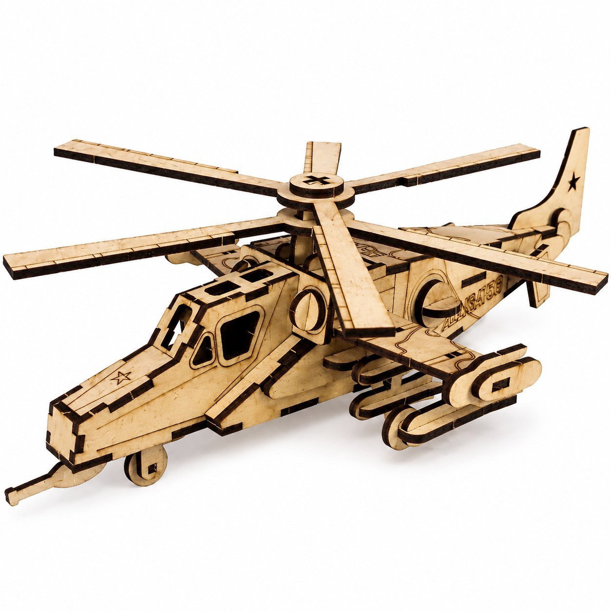 پازل سه بعدی چوبی هلیکوپتر جنگی KA-50 (ماکت)
