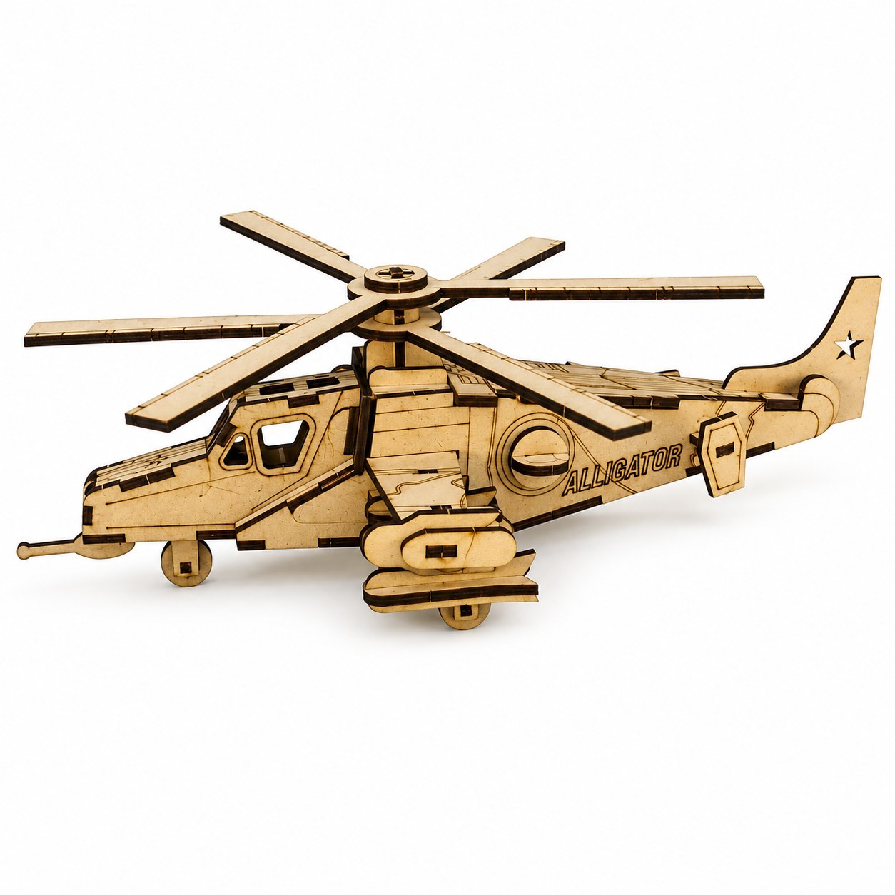پازل سه بعدی چوبی هلیکوپتر جنگی KA-50 (ماکت)