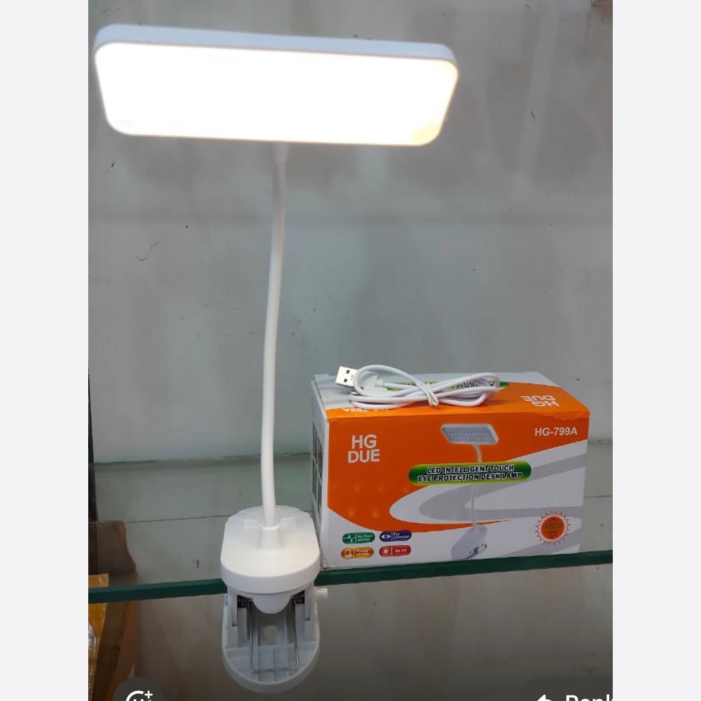چراغ مطالعه شارژی HG 799کلید لمسی ، مستطیلی گیره ای ) هولدر دارا (ارسال رایگان)
