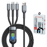 کابل شارژ سه کاره فست شارژ 100 وات TDA-218 به طول 1.2 متر/کابل تبدیل USB به تایپ سی،میکرو یو اس بی، لایتنینگ مدل TDA-218