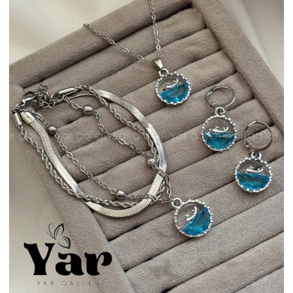 گردنبند وال و دریا (دستبند و گوشواره هم موجوده)