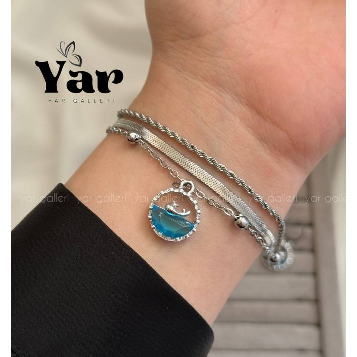 گردنبند وال و دریا (دستبند و گوشواره هم موجوده)