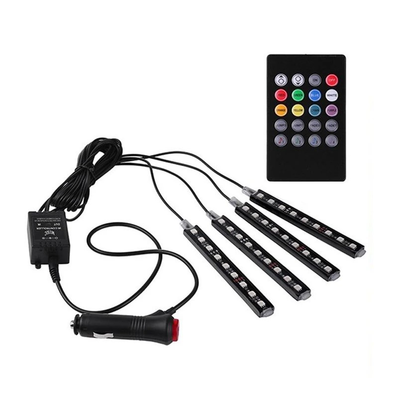 کیت نورپردازی داخل خودرو مدل زیرپایی RGB ریموت دار