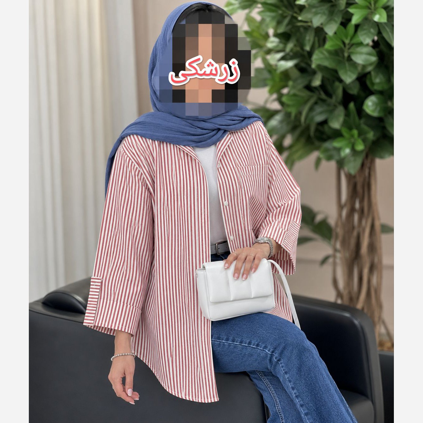 شومیز زنانه راه راه آستین پاکتی در 4 سایز دارای رنگبندی