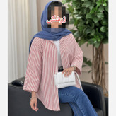 شومیز زنانه راه راه آستین پاکتی در 4 سایز دارای رنگبندی