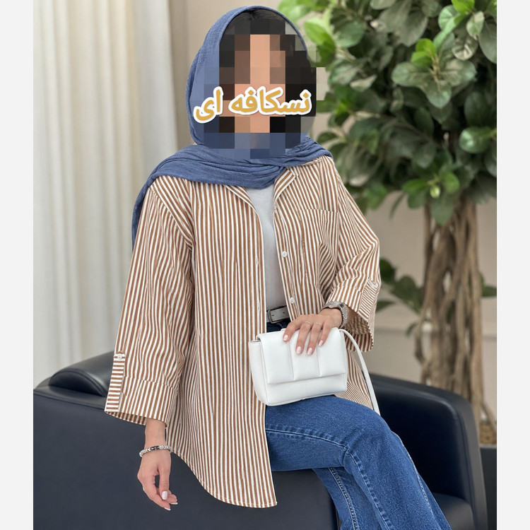 شومیز زنانه راه راه آستین پاکتی در 4 سایز دارای رنگبندی