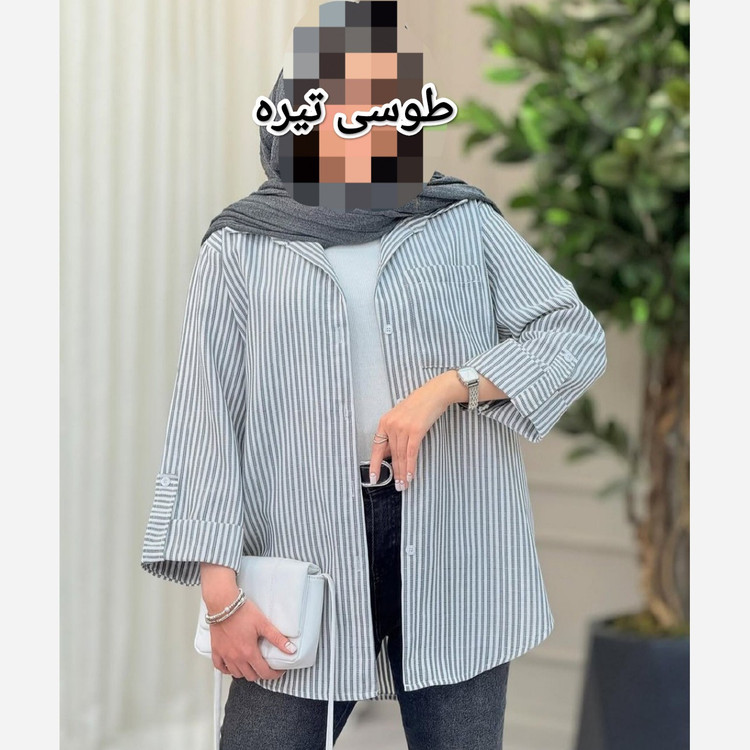 شومیز زنانه راه راه آستین پاکتی در 4 سایز دارای رنگبندی