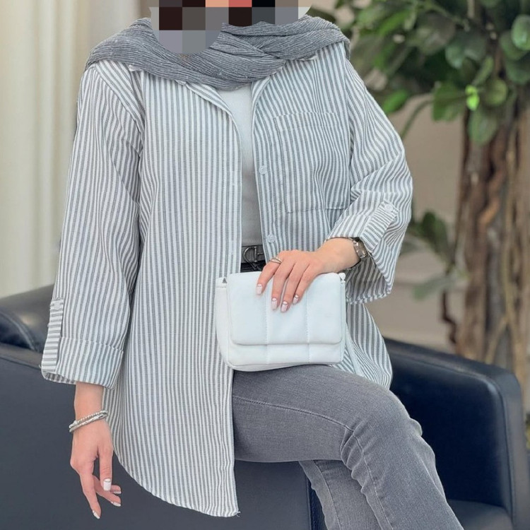 شومیز زنانه راه راه آستین پاکتی در 4 سایز دارای رنگبندی