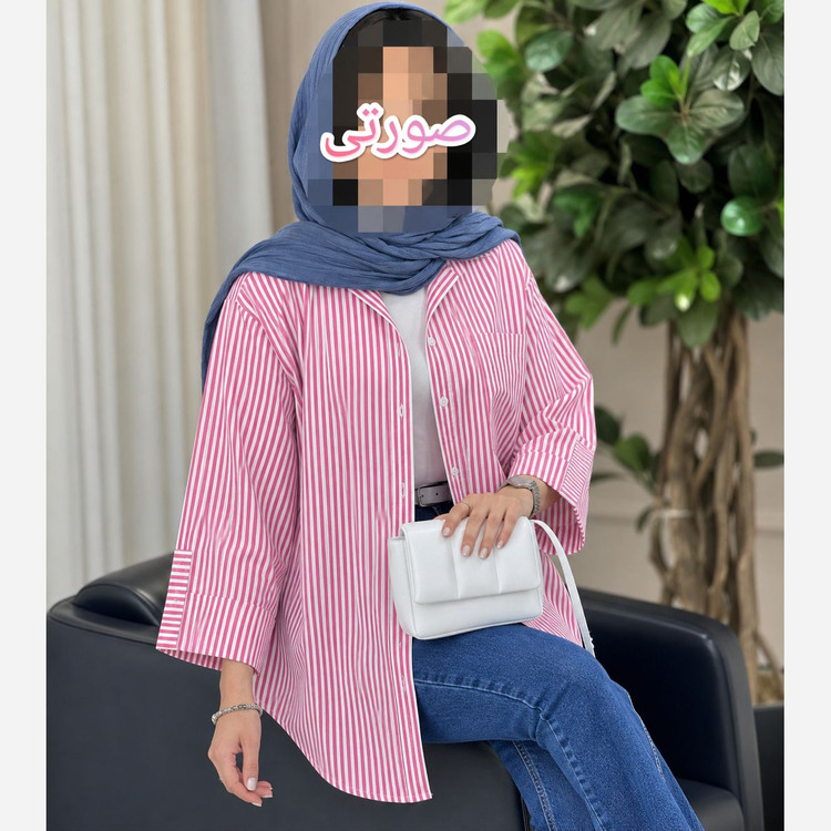 شومیز زنانه راه راه آستین پاکتی در 4 سایز دارای رنگبندی
