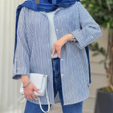 شومیز زنانه راه راه آستین پاکتی در 4 سایز دارای رنگبندی