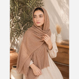 شال نخی پلیسه مدل ماهریس 4طرف ریشه پرزی (شامل هدیه)