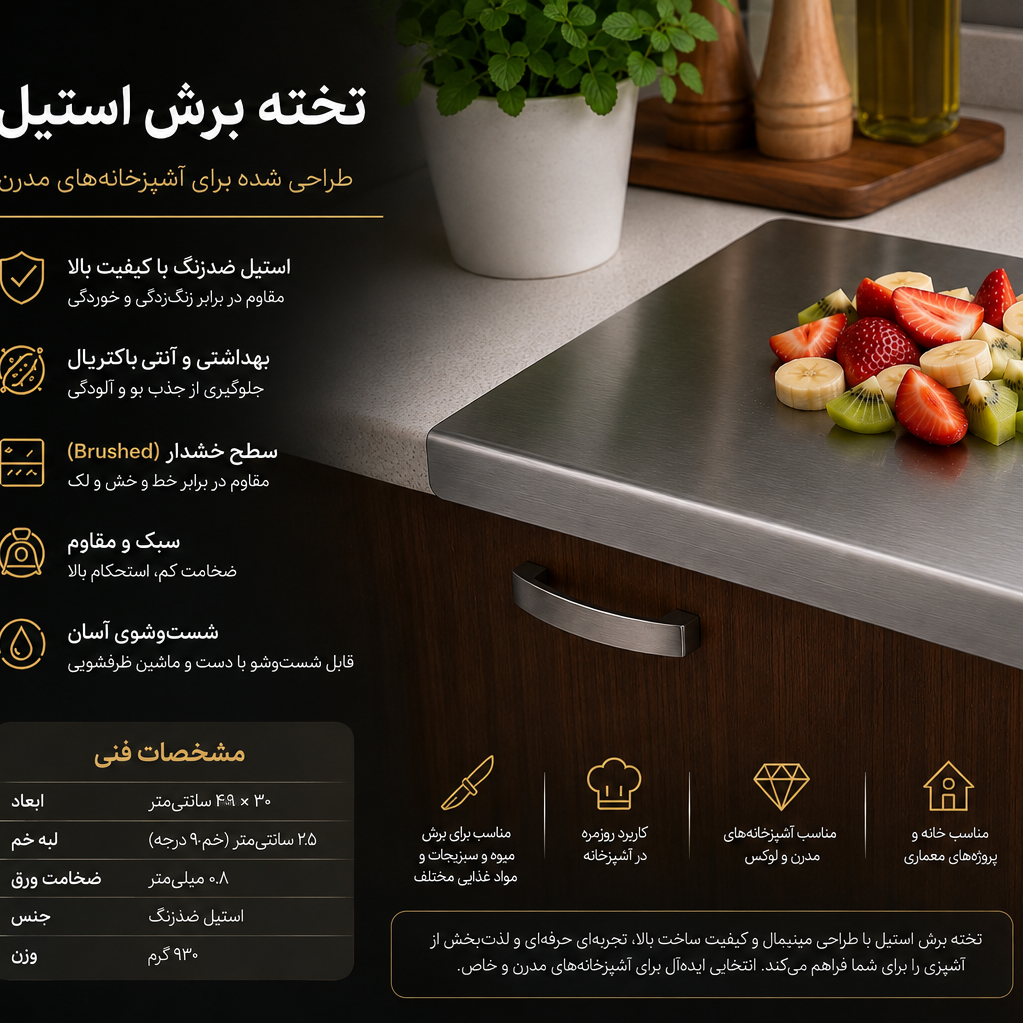 تخته گوشت (برش) استیل لبه دار