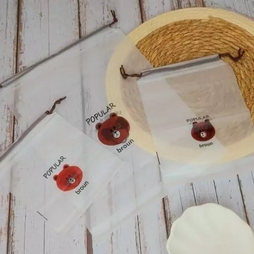 کیسه بنددار پلاستیکی طرح تدی خرس سایز متوسط 18*25