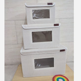 باکس لباس نظم دهنده 3سایز اسکلت دار راه راه تاشو پنجره دار بقچه نظمدهنده سبد اسباب بازی جعبه اویم Evim جلو طلقی ایست دار