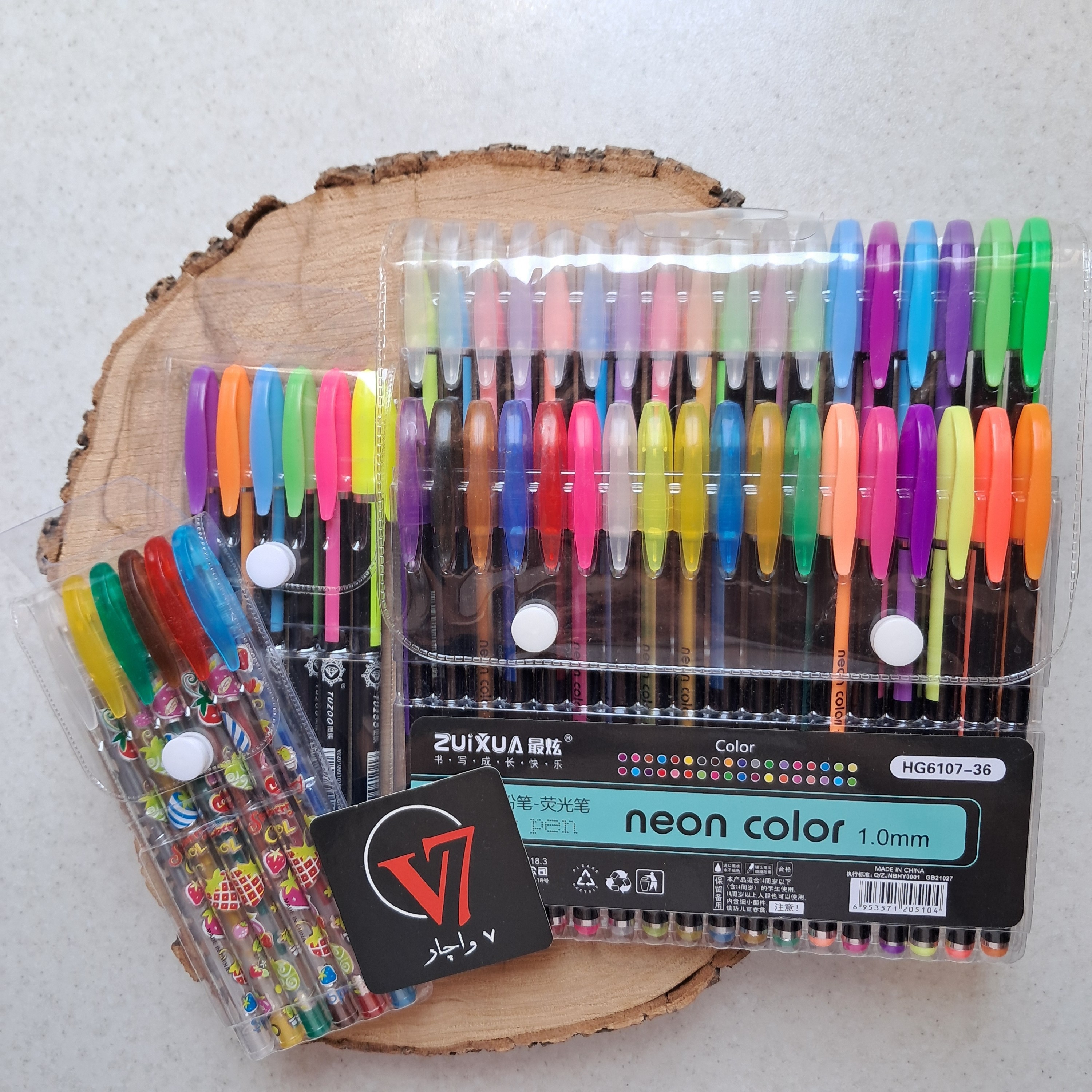 خودکار نئونی neon color برند zuixua پاستلی و گلیتر اکلیلی و شاین با نوک mm 1 در بسته های 12 و 36 و 48 عددی