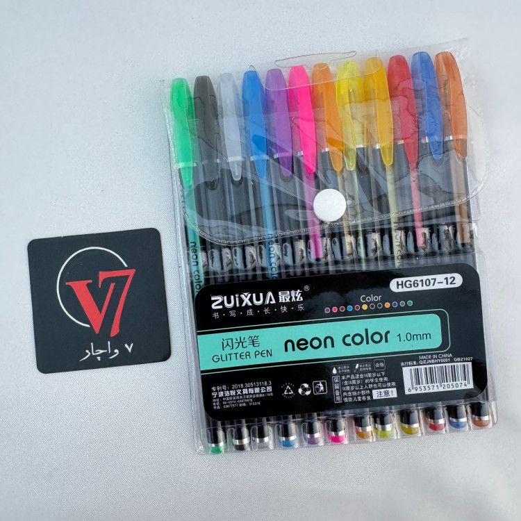 خودکار نئونی neon color برند zuixua پاستلی و گلیتر اکلیلی و شاین با نوک mm 1 در بسته های 12 و 36 و 48 عددی