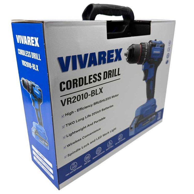 دریل شارژی چکشی براشلس20ولت2 آمپرسه نظام فلزی دو باتری ویوارکس VR2010V-IBLباگارانتی وده عددسری پیچگوشتی ارسال رایگان