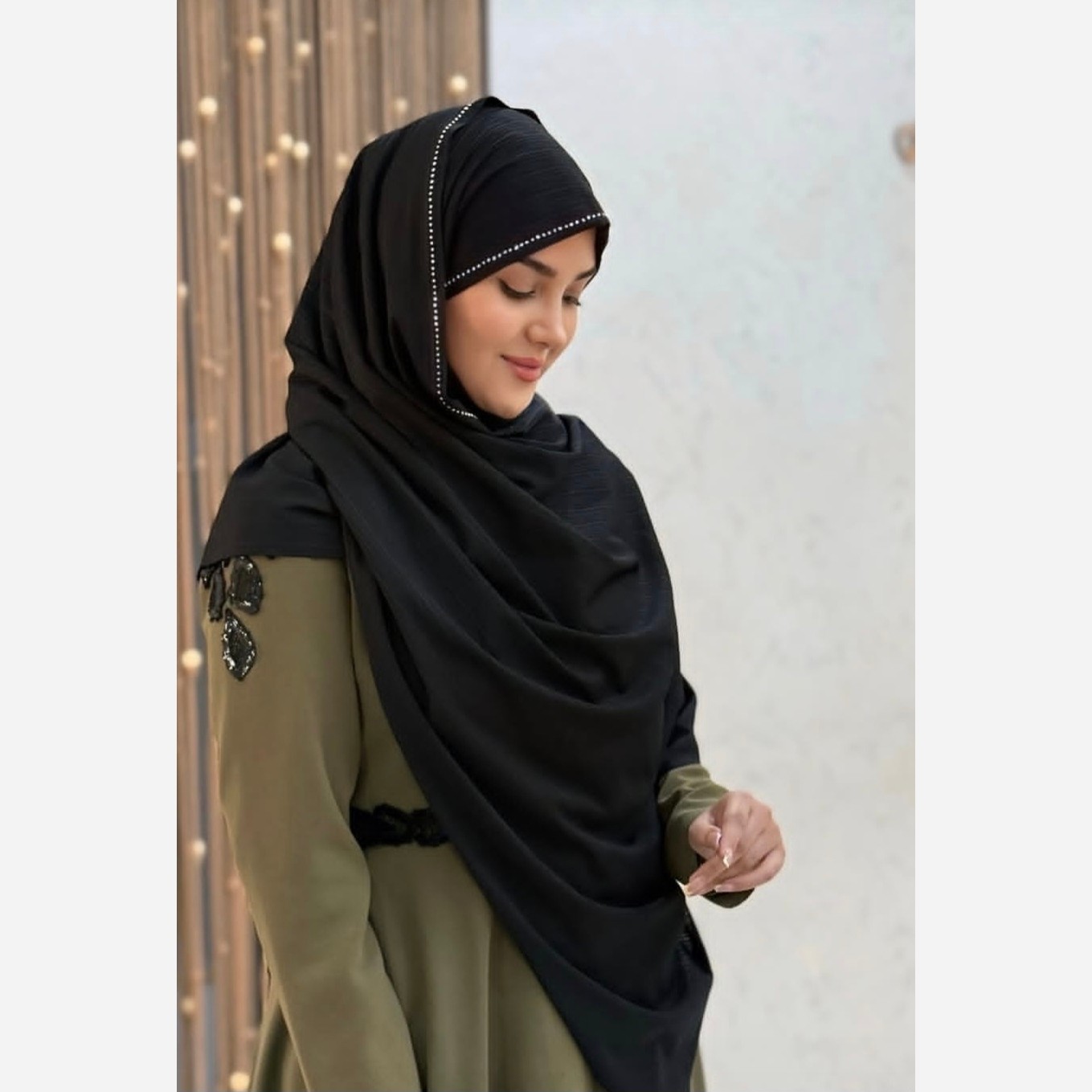 شال کشی کویتی نگین دار ماهور رنگ مشکی
