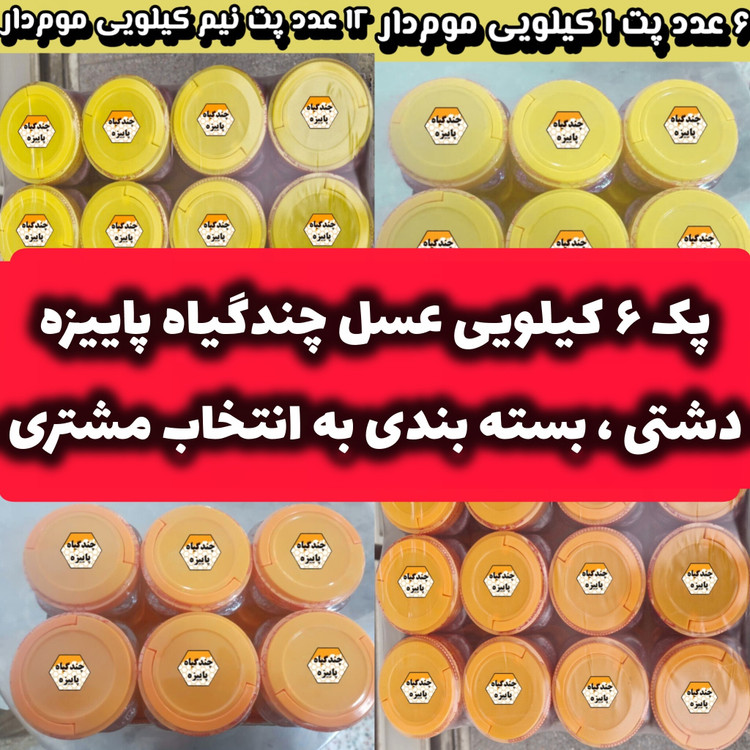 پک 6 کیلویی عسل چندگیاه پاییزه فریدن درجه یک.دشتی.خرید مستقیم از زنبوردار(ارسال رایگان)