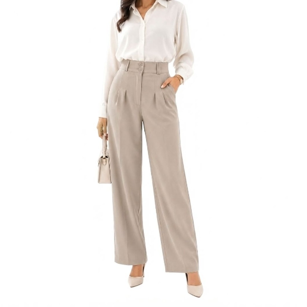 شلوار زنانه کرپ مورگان ریزشی مدل بگ پشت کش جلو زیپ دار