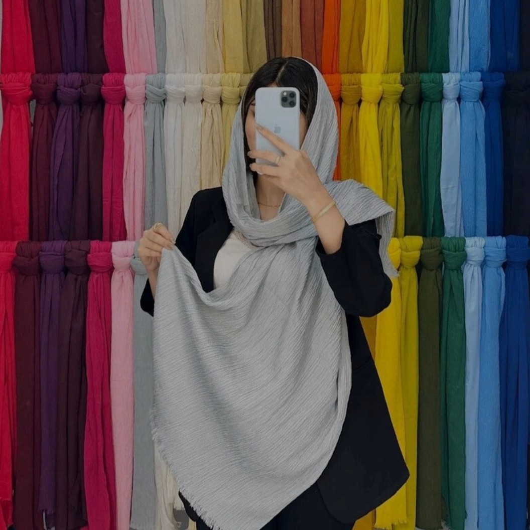 شال نخی ساده پفکی پلیسه ریزکیفیت بسیار عالی
