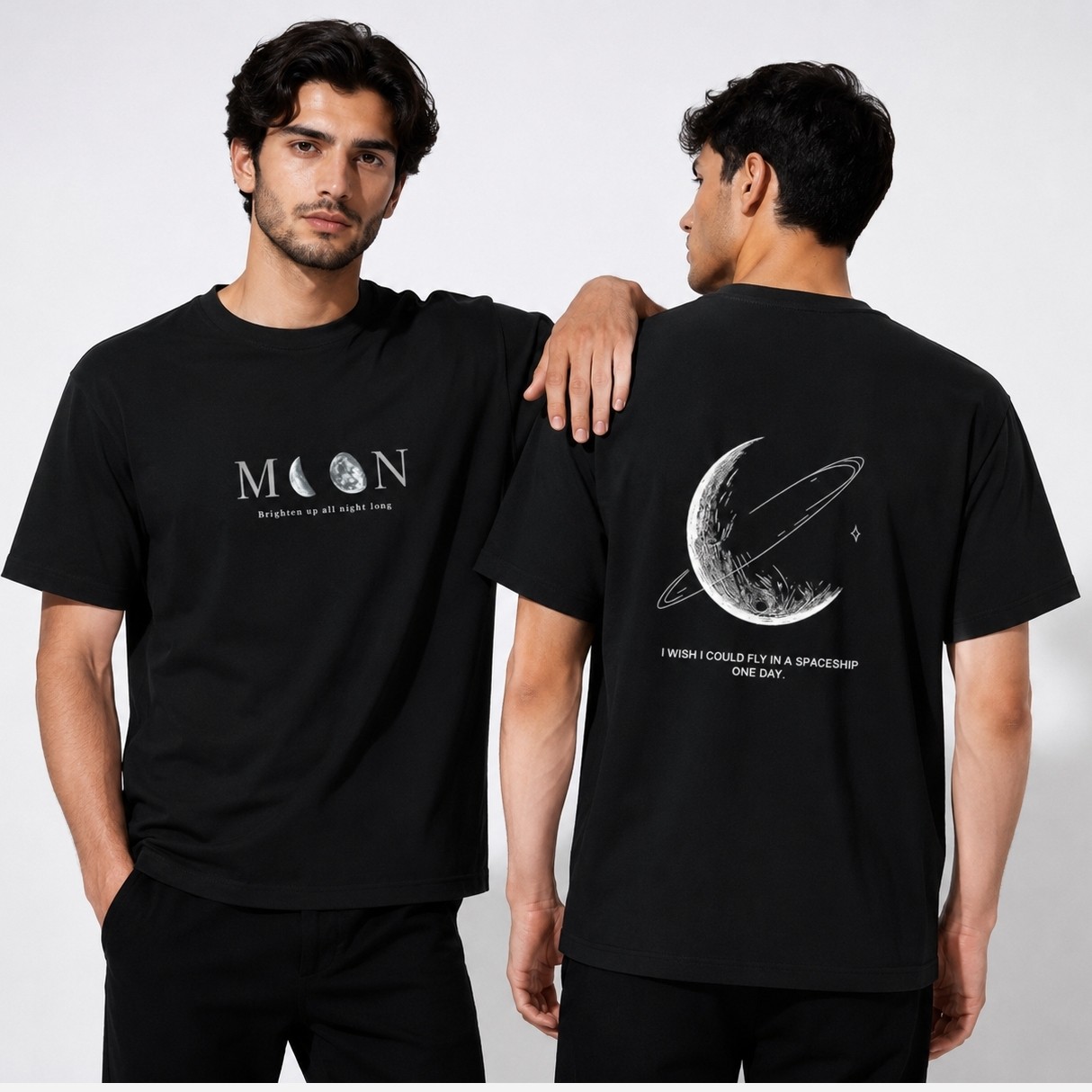 تیشرت مردانه یقه گرد سوپر نخ پنبه مدل ماه MOON 2310