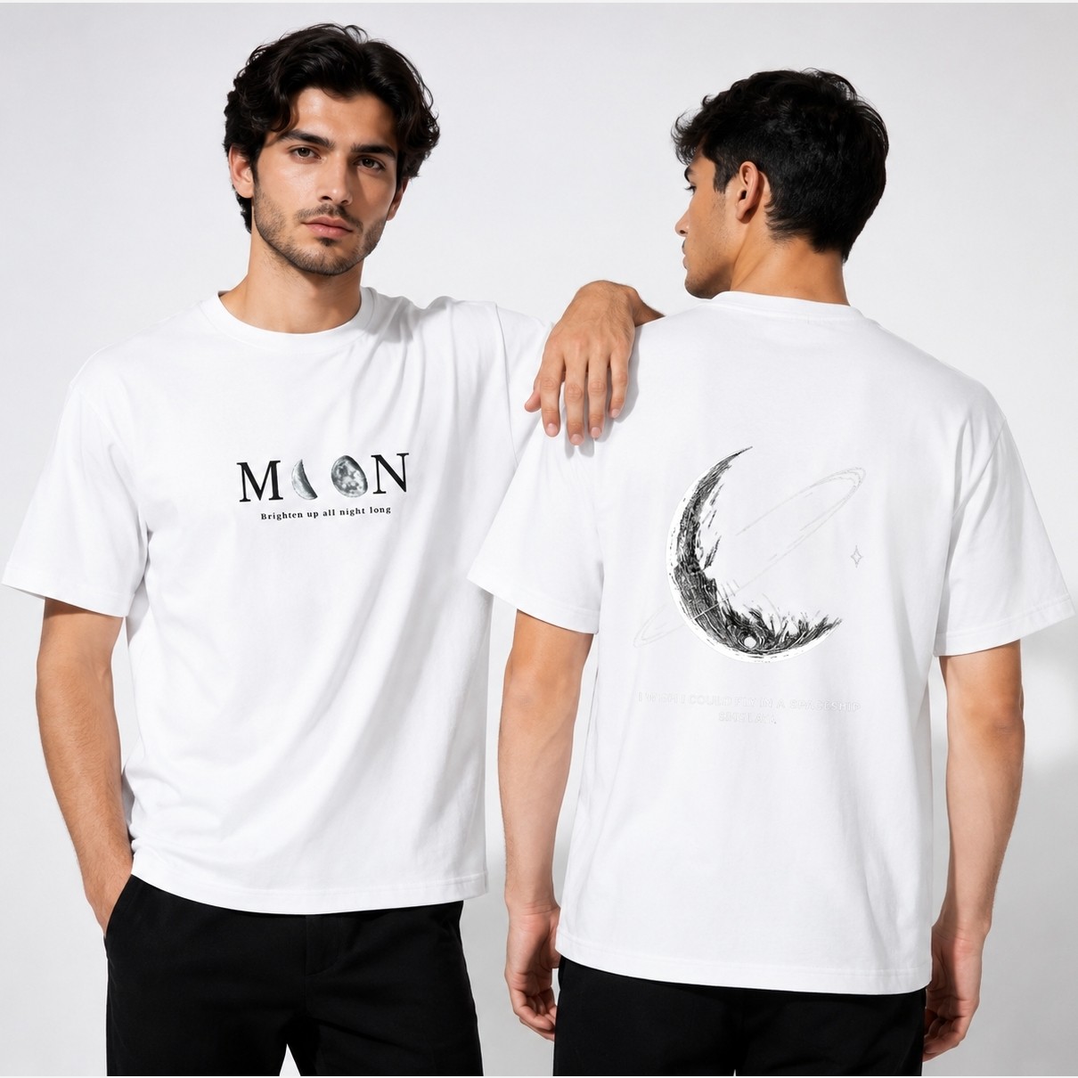 تیشرت مردانه یقه گرد سوپر نخ پنبه مدل ماه MOON 2310