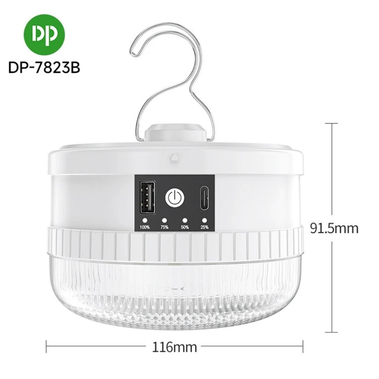 لامپ شارژی و پاوربانک دی پی مدل DP-7823B 80W
