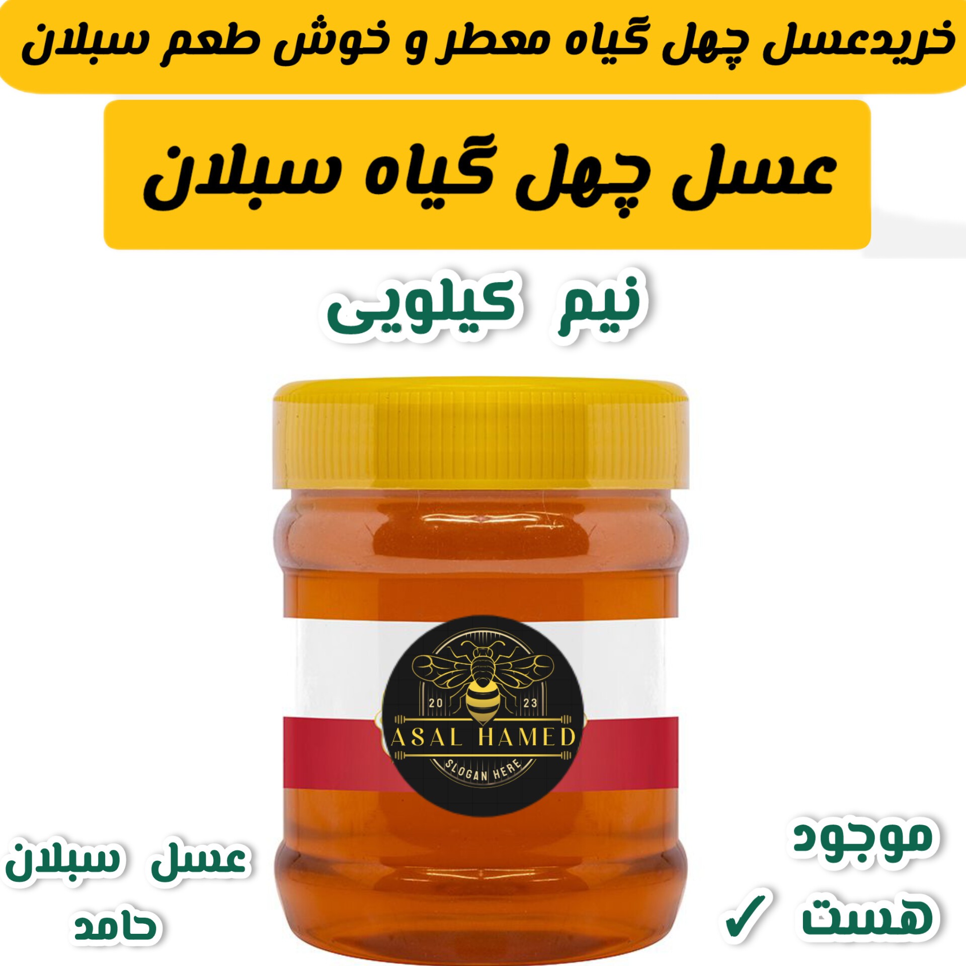 عسل چهل گیاه سبلان نیم کیلویی(مستقیم از زنبوردار)ارسال رایگان