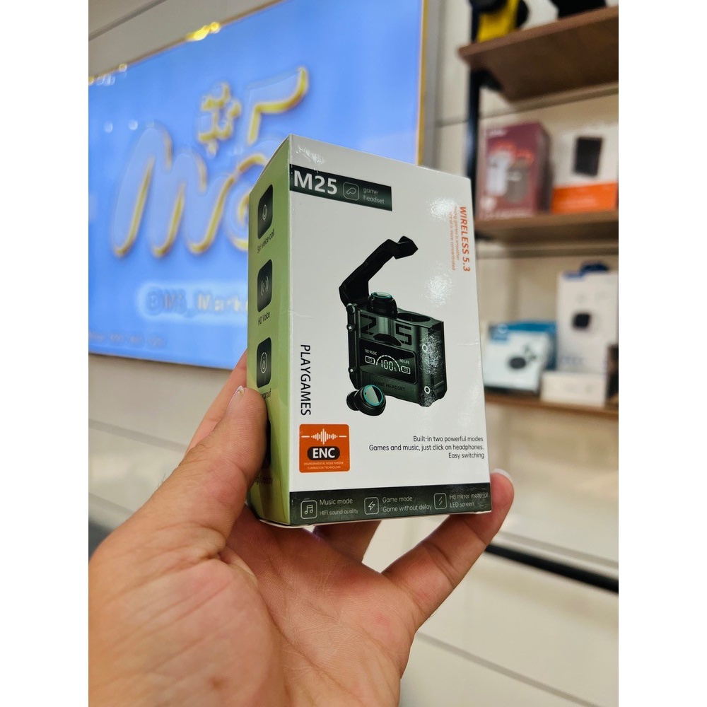 ایرپاد گیمینگ M25 با تکنولوژی ENC، حالت مخصوص بازی و نمایشگر LED دیجیتال آینه ای