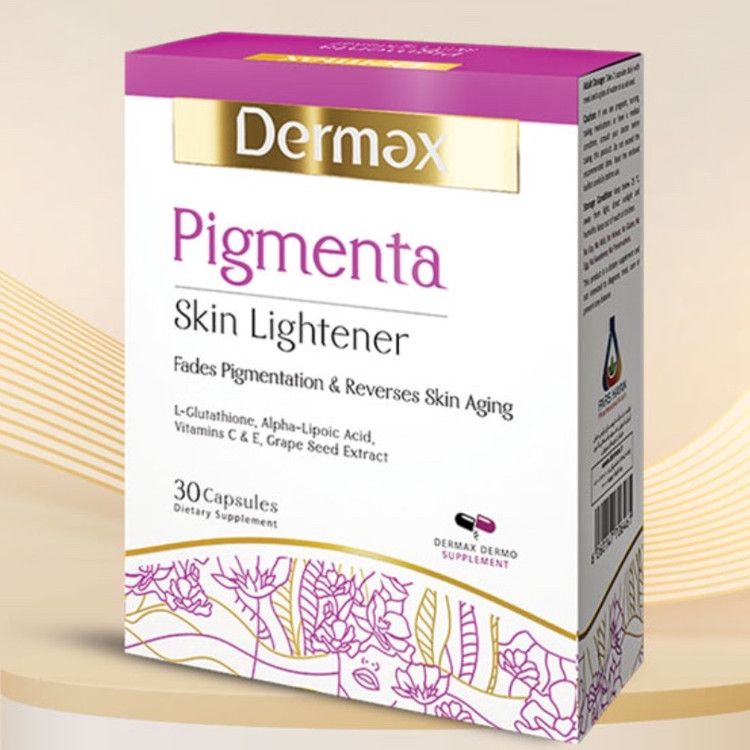 پیگمنتا درمکس اصلی پوست 30 عددی اصل ضمانتی درمکس pigmenta skin Lightener انقضا1406.08