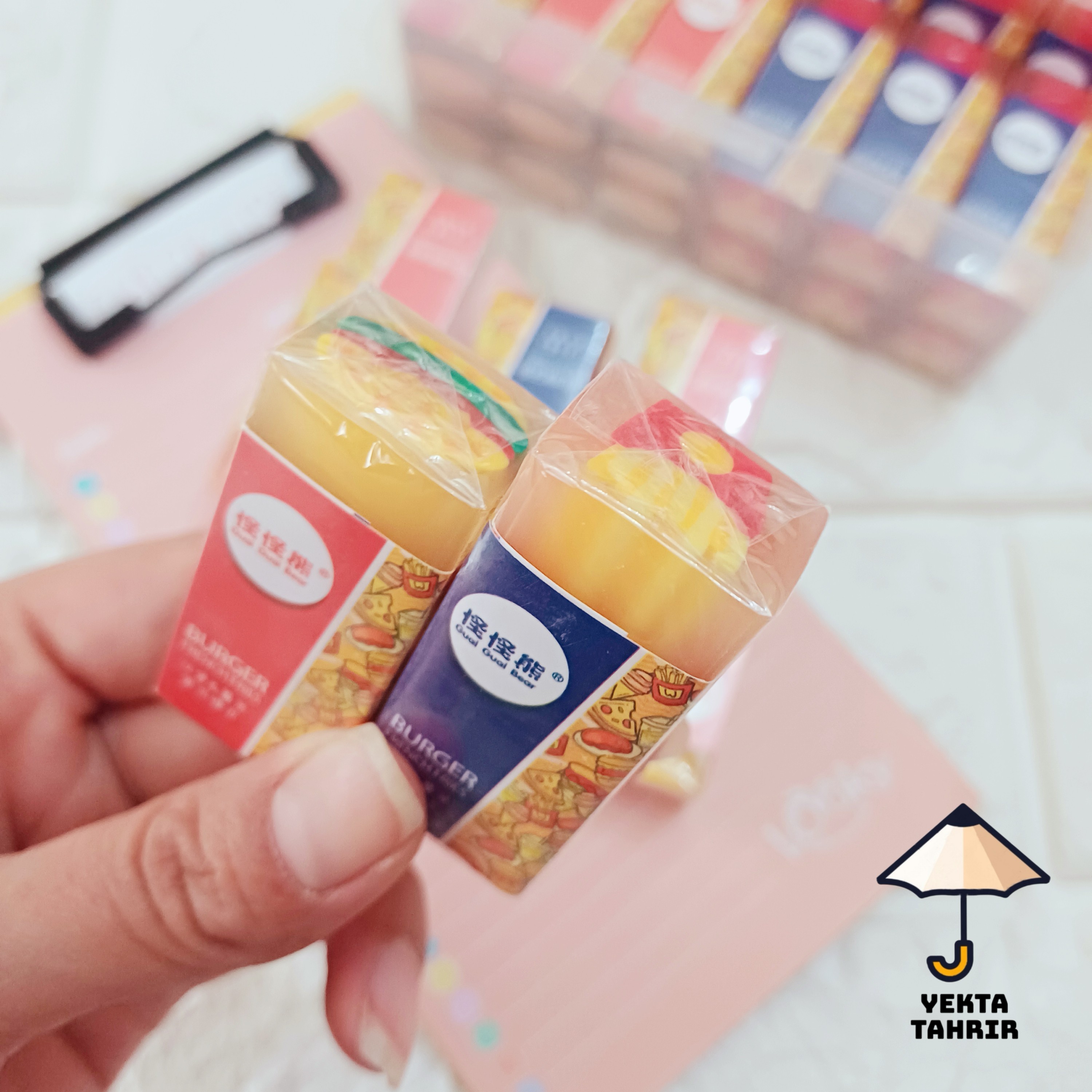 پاکن مغزدار فست فود کیوت ابعاد 5.2x2.2x1.7 سانت پاک کن فانتزی پاککن مغزی پرطرفدار سیب زمینی ، همبرگر قابل برش 1 عدد