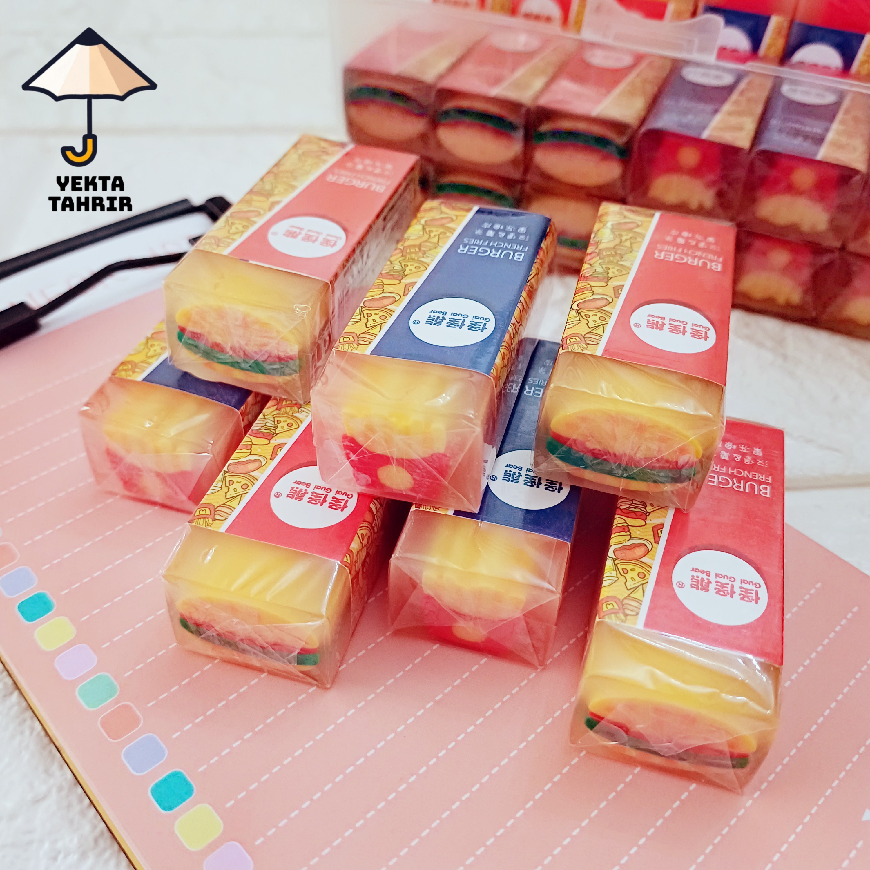 پاکن مغزدار فست فود کیوت ابعاد 5.2x2.2x1.7 سانت پاک کن فانتزی پاککن مغزی پرطرفدار سیب زمینی ، همبرگر قابل برش 1 عدد